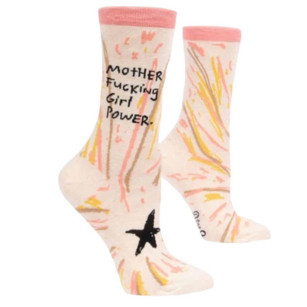 BLUE Q Women's Mother F***ing Girl Power Crew Socks NEW